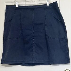 Boden Plus Size 16 Navy Blue Cotton Blend A-Line Above Knee Length Preppy Skirt